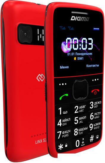 Кнопочный телефон Digma Linx S220 (красный) - фото