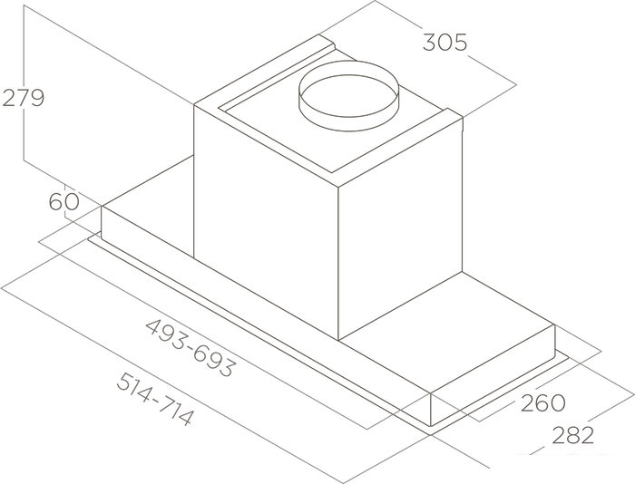 Кухонная вытяжка Elica Hidden 2.0 @ IX/A/60 PRF0164340 - фото