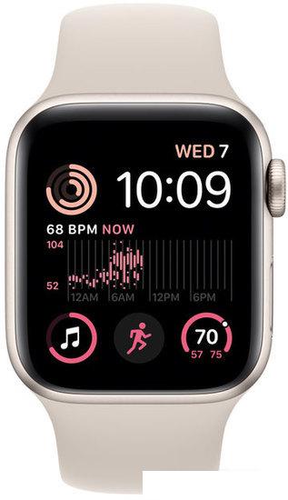 Умные часы Apple Watch SE 2 40 мм (алюминиевый корпус, звездный свет/звездный свет, спортивный силиконовый ремешок S/M) - фото