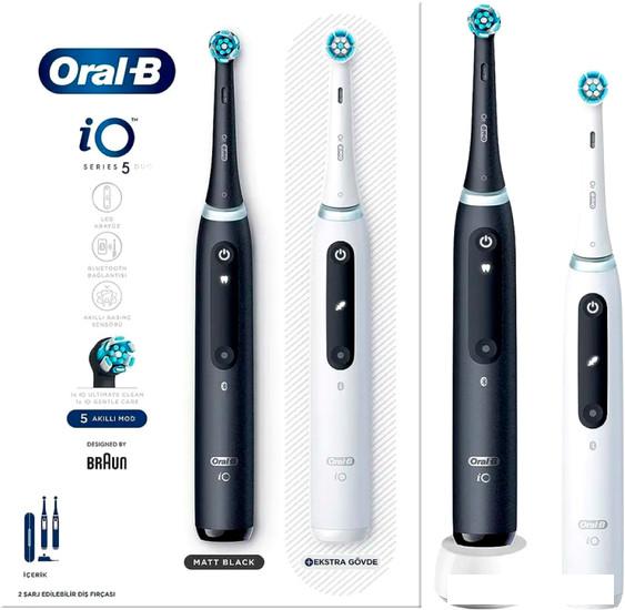 Электрическая зубная щетка Oral-B iO 5 Duo (черный/белый) - фото