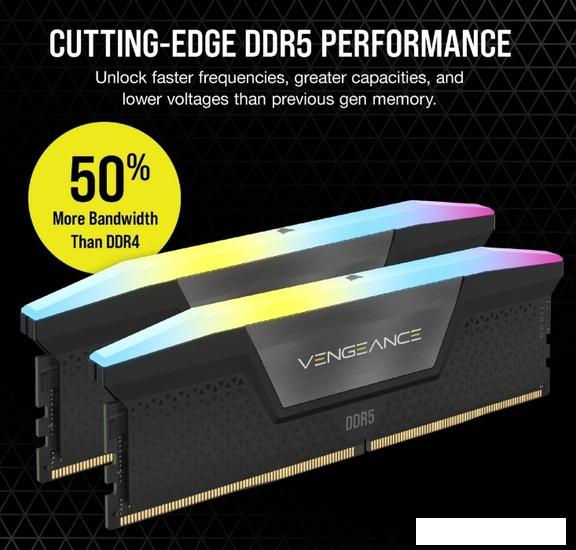 Оперативная память Corsair Vengeance RGB 2x16ГБ DDR5 5200 МГц CMH32GX5M2B5200C40 - фото