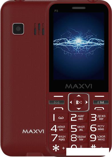 Мобильный телефон Maxvi P3 (винный красный) - фото