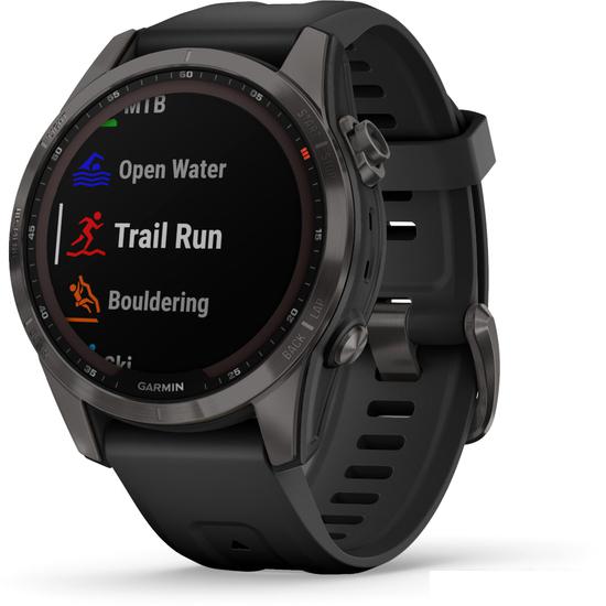 Умные часы Garmin Fenix 7S Sapphire Solar 42 мм (серый карбон/черный) - фото