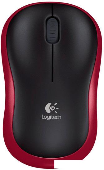 Мышь Logitech M185 (черный/красный) - фото