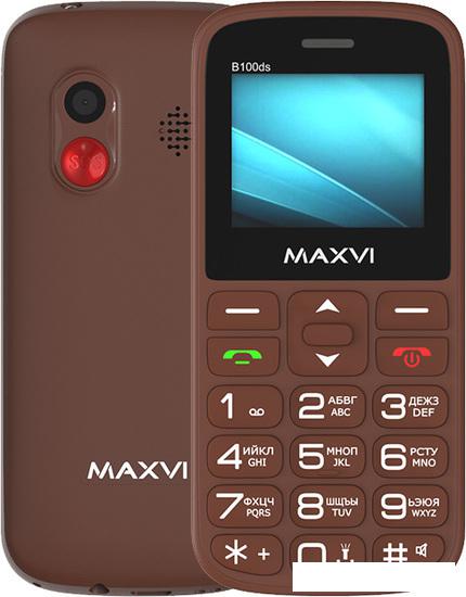 Кнопочный телефон Maxvi B100ds (коричневый) - фото