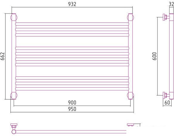 Полотенцесушитель Сунержа Богема L 600x900 00-0202-6090 - фото