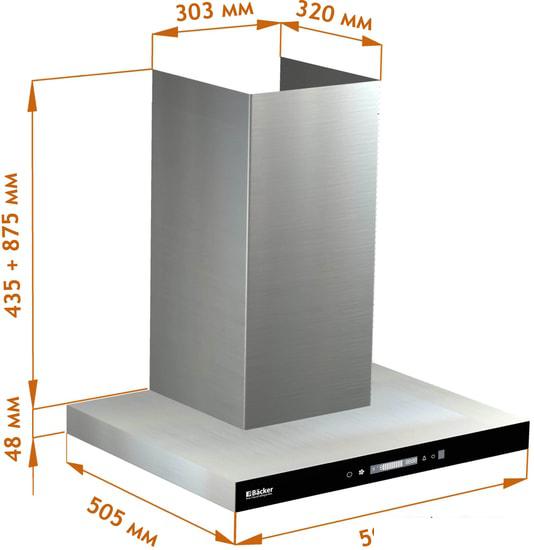 Кухонная вытяжка Backer CH60E-TGL200 SSBK Glass - фото