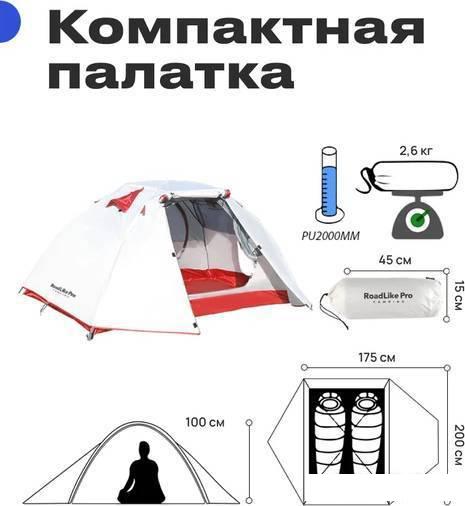 Треккинговая палатка RoadLike Pro Double Light (белый) - фото