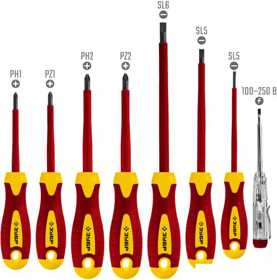 Набор отверток Зубр Профи Электрик 25268 (8 предметов) - фото