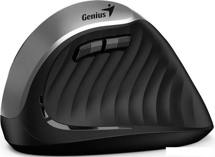 Вертикальная мышь Genius Ergo 8250S (черный/серебристый) - фото