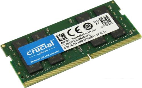 Оперативная память Crucial 8GB DDR4 SODIMM PC4-25600 CT8G4SFRA32A - фото