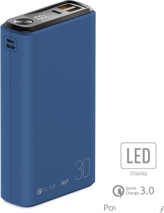 Внешний аккумулятор Olmio QS-30 30000mAh (темно-синий) - фото