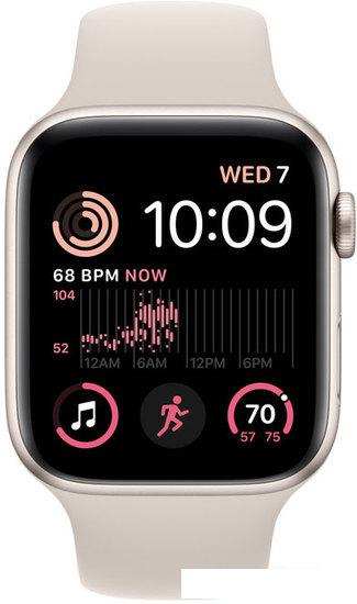 Умные часы Apple Watch SE 2 44 мм (алюминиевый корпус, звездный свет/звездный свет, спортивный силиконовый ремешок M/L) - фото