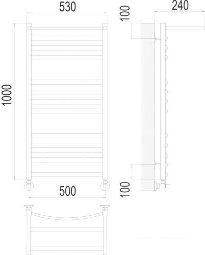 Полотенцесушитель TERMINUS Енисей П13 500x1000 с полкой нп - фото