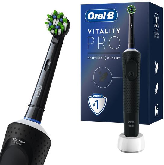 Электрическая зубная щетка Oral-B Vitality Pro D103.413.3 Cross Action Protect X Clean Black 8700216214070 (черный) - фото