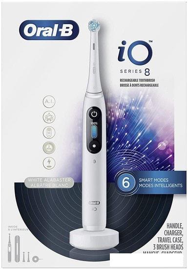 Электрическая зубная щетка Oral-B iO 8 (белый, 3 насадки) - фото