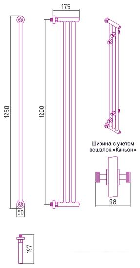 Полотенцесушитель Сунержа Хорда ПП 1200х195 30-4124-1200 - фото