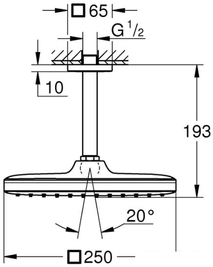 Верхний душ Grohe Tempesta 250 Cube 26683000 - фото