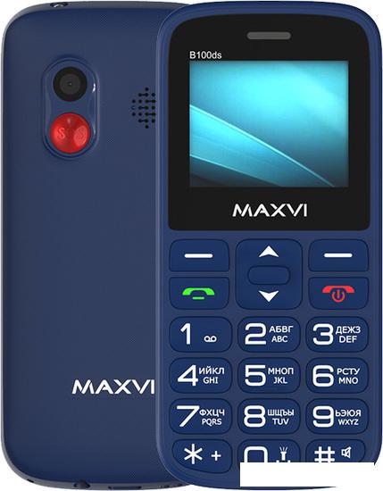 Кнопочный телефон Maxvi B100ds (синий) - фото