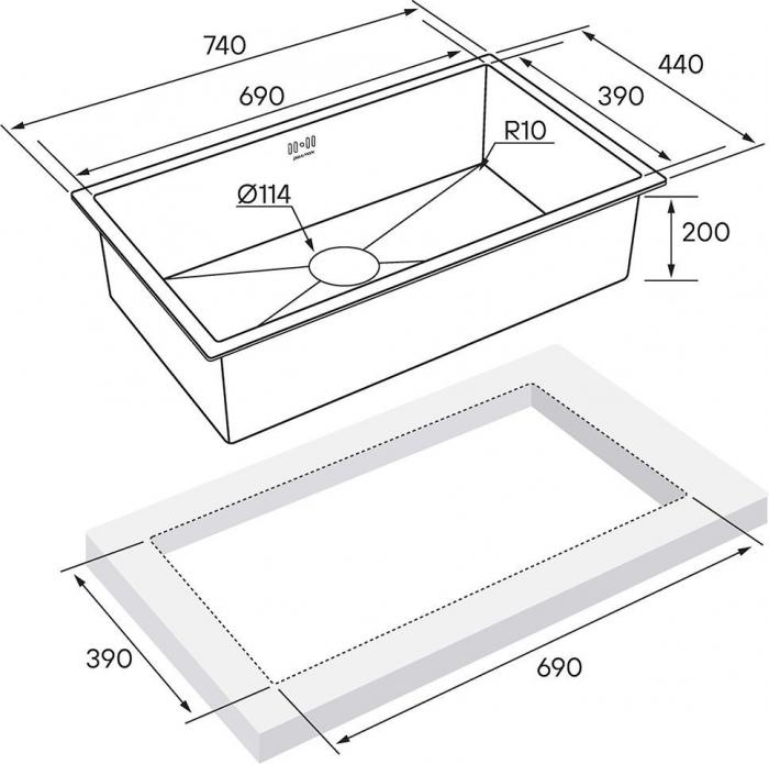 Кухонная мойка Paulmark PM257444-BS - фото