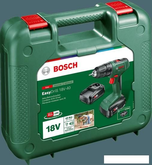 Дрель-шуруповерт Bosch EasyDrill 18V-40 06039D8005 (с 2-мя АКБ 2 Ач, кейс) - фото