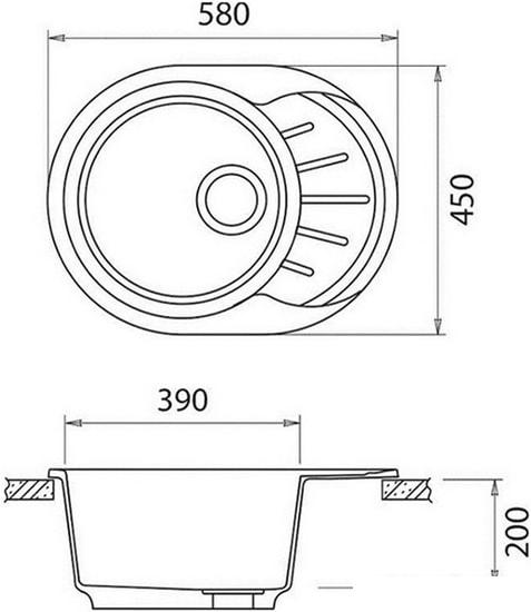 Кухонная мойка GranFest Rondo GF-R580L (черный) - фото