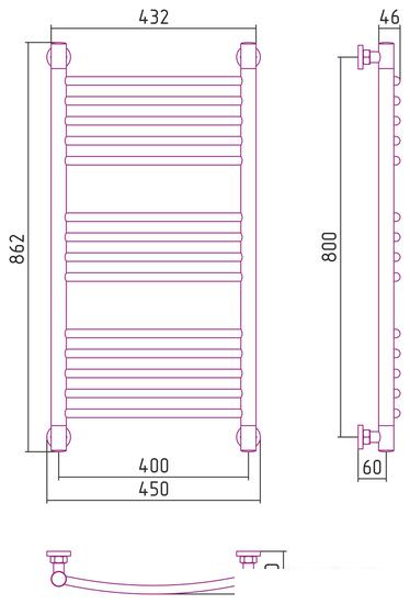 Полотенцесушитель Сунержа Богема+ выгнутая 800х400 31-0221-8040 - фото
