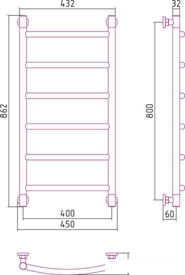 Полотенцесушитель Сунержа Галант+ 800x400 30-0200-8040 - фото