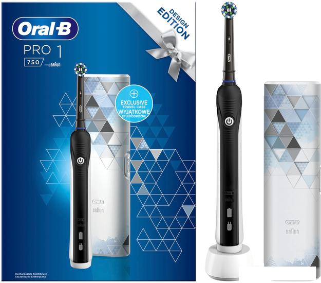 Электрическая зубная щетка Oral-B Pro 1 750 Cross Action D16.513.1UX (черный) - фото