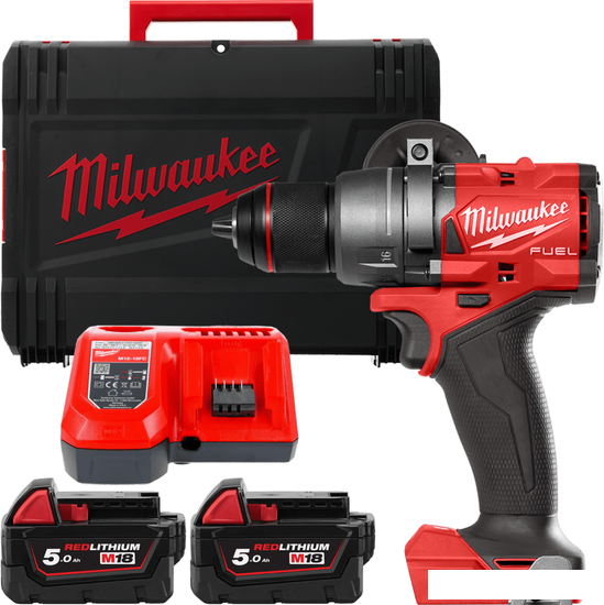 Дрель-шуруповерт Milwaukee M18 FUEL M18FDD3-502X 4933479863 (с 2-мя АКБ 5 Ач, кейс) - фото