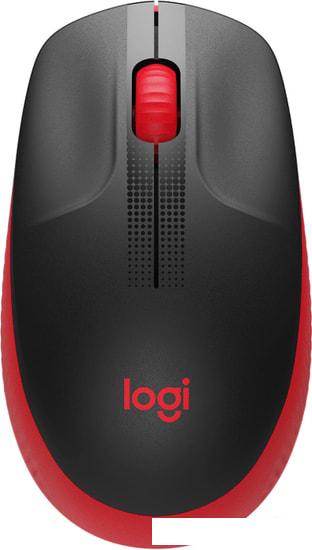 Мышь Logitech M190 (черный/красный) - фото