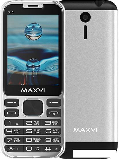 Мобильный телефон Maxvi X10 (серебристый) - фото