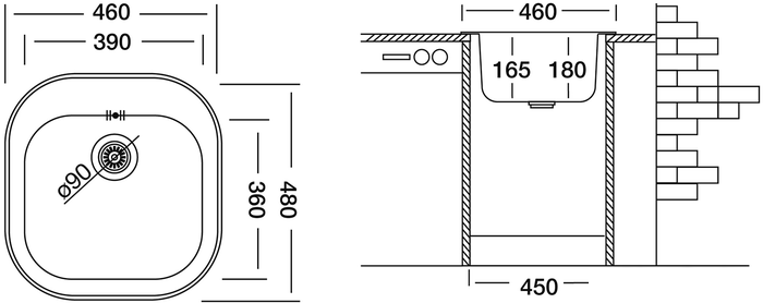 Кухонная мойка Ukinox Галант GAL460.480 --GT8K 0C- (с сифоном) - фото