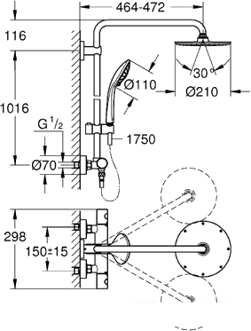 Душевая система Grohe Euphoria XXL System 210 [27964 000] - фото