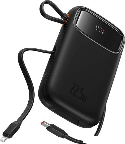 Внешний аккумулятор Baseus Qpow2 Dual-Cable Digital Display Fast Charge Power Bank 22.5W 10000mAh (черный) - фото