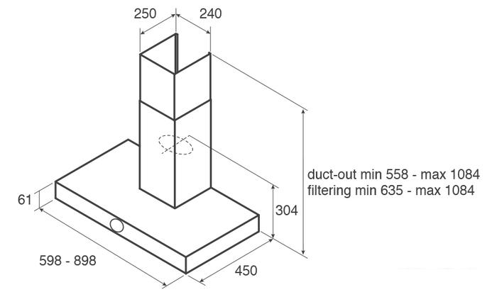 Кухонная вытяжка Jetair Touch BL/A/60 PRF0099977A - фото