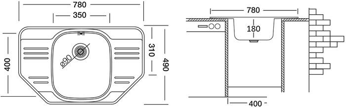 Кухонная мойка Ukinox Гранд GRP780.490-GT8K 2C - фото