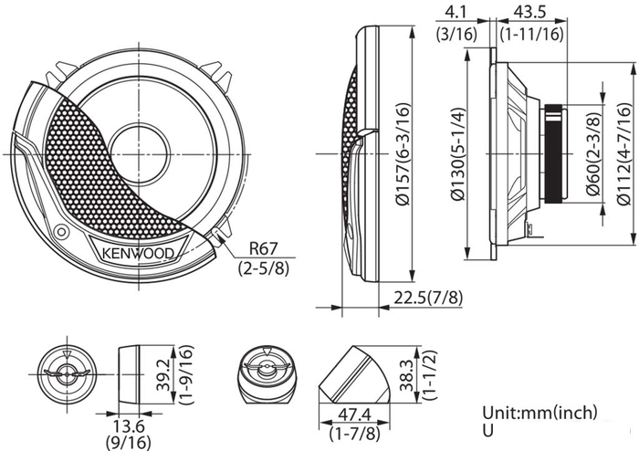 Компонентная АС Kenwood KFC-E130P - фото