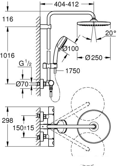 Душевая система Grohe Tempesta Cosmopolitan System 250 26670000 - фото