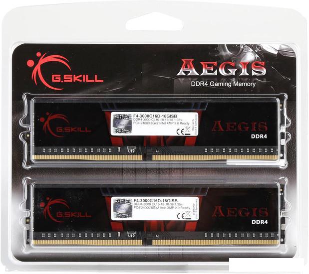 Оперативная память G.Skill Aegis 2x8GB DDR4 PC4-24000 F4-3000C16D-16GISB - фото