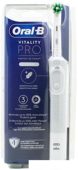 Электрическая зубная щетка Oral-B Vitality Pro D103.413.3 Cross Action Protect X Clean White 4210201427582 (белый) - фото