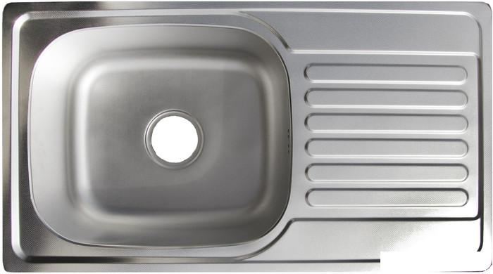 Кухонная мойка AKS Прямоугольная 76x42 (матовый хром) - фото
