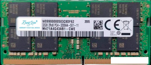 Оперативная память Samsung 32ГБ DDR4 SODIMM 3200 МГц M471A4G43BB1-CWE - фото