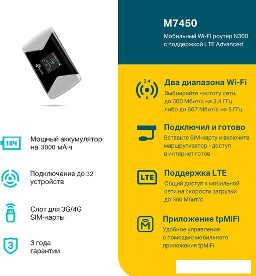 Мобильный 4G Wi-Fi роутер TP-Link M7450 V2.30 - фото