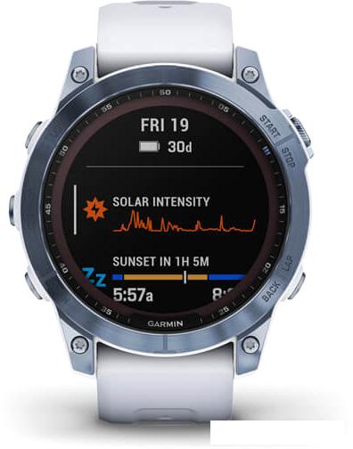 Умные часы Garmin Fenix 7 Sapphire Solar 47 мм (голубой минерал/белый камень) - фото