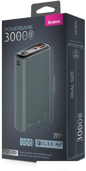 Внешний аккумулятор Olmio QS-30 30000mAh (темно-серый) - фото