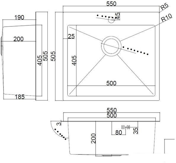 Кухонная мойка ARFEKA AF 550*505 Satin - фото