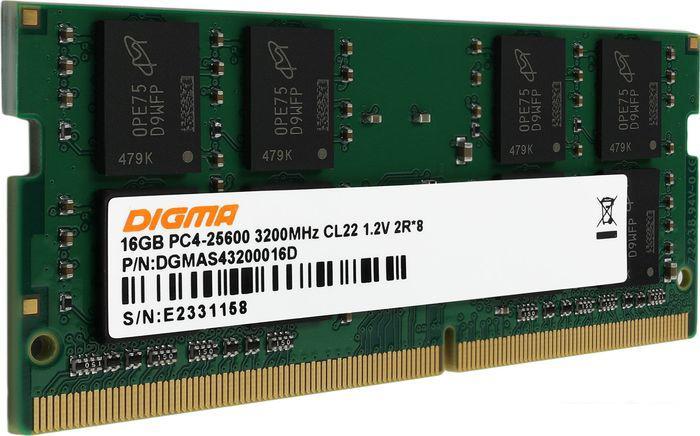 Оперативная память Digma 16ГБ DDR4 SODIMM 3200 МГц DGMAS43200016D - фото