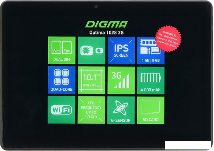 Планшет Digma Optima 1028 TS1215PG 8GB 3G (черный) - фото