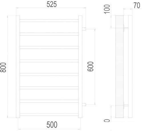 Полотенцесушитель TERMINUS Вега П8 500x800 бп (хром) - фото